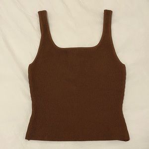 Aritzia Babaton Sculpt Knit Squareneck Tank, Brown